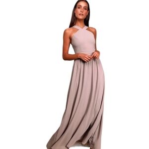 Lulu's Air of Romance‎ Taupe Maxi Dress